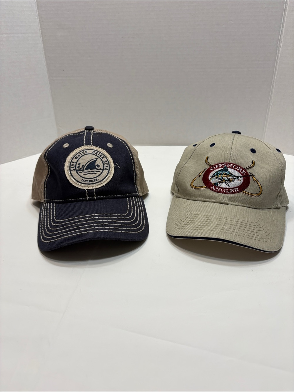 Mens Khaki Baseball Cap - LandShark & Bass Pro Lot of 2